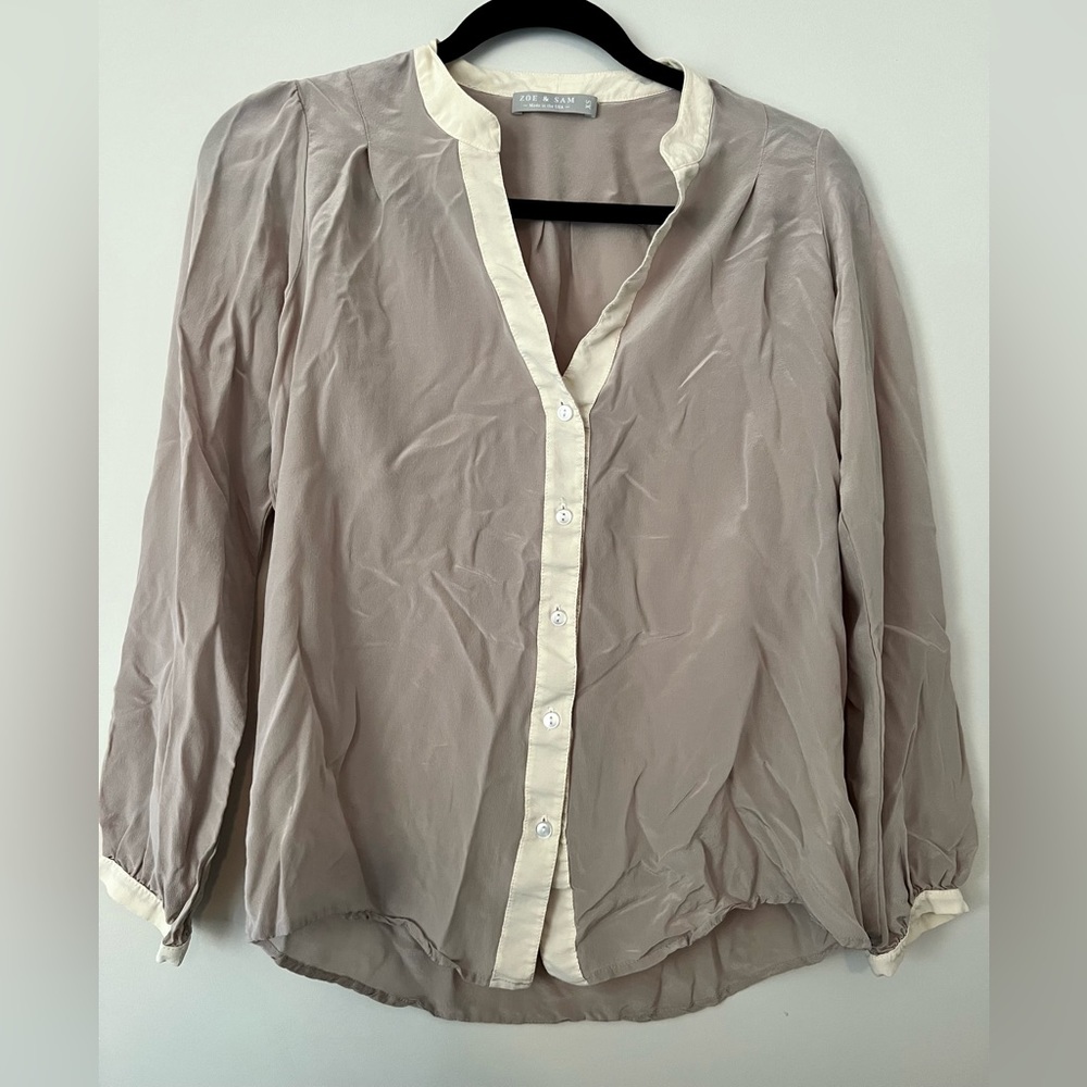 Satin taupe gray shirt